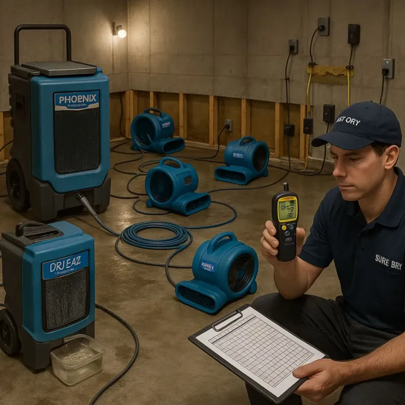 Structural Drying and Dehumidification process in Venetian Village, IL